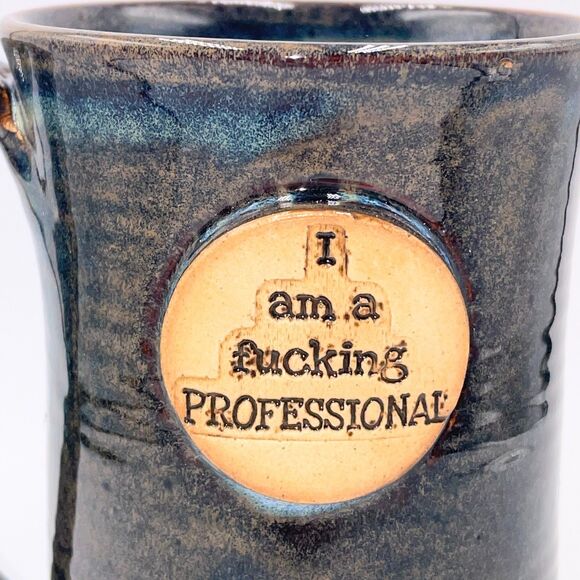 Dragonfly Studio Pottery Mug “I Am a F***ing Professional” Handmade Ceramic - Picture 2 of 9